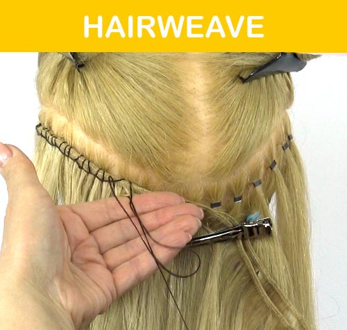 Heerlijk roze idee LA weave hairweave plaatsen met microringen en garen - Online Hair Academy